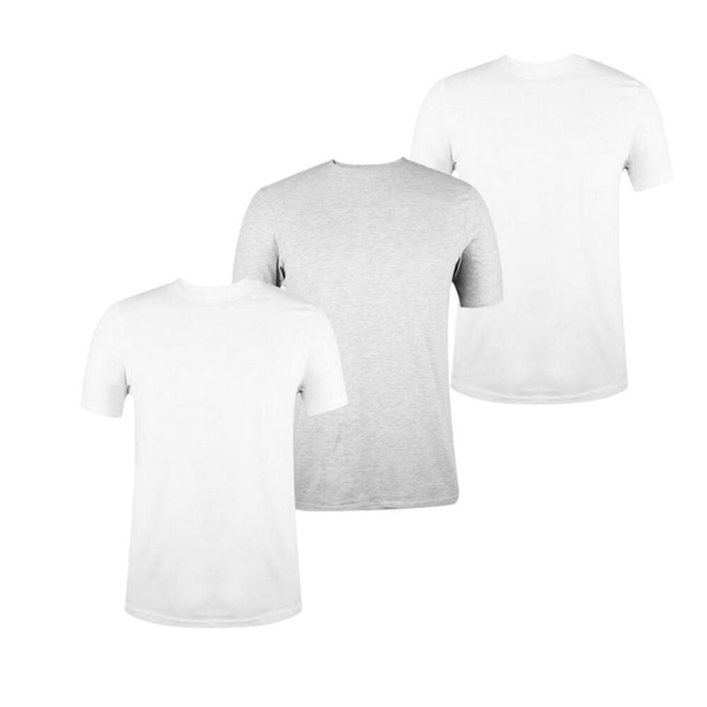 Donnay Mens Plain Crew Neck T-Shirt (Pack of 3) / White/Grey Marl